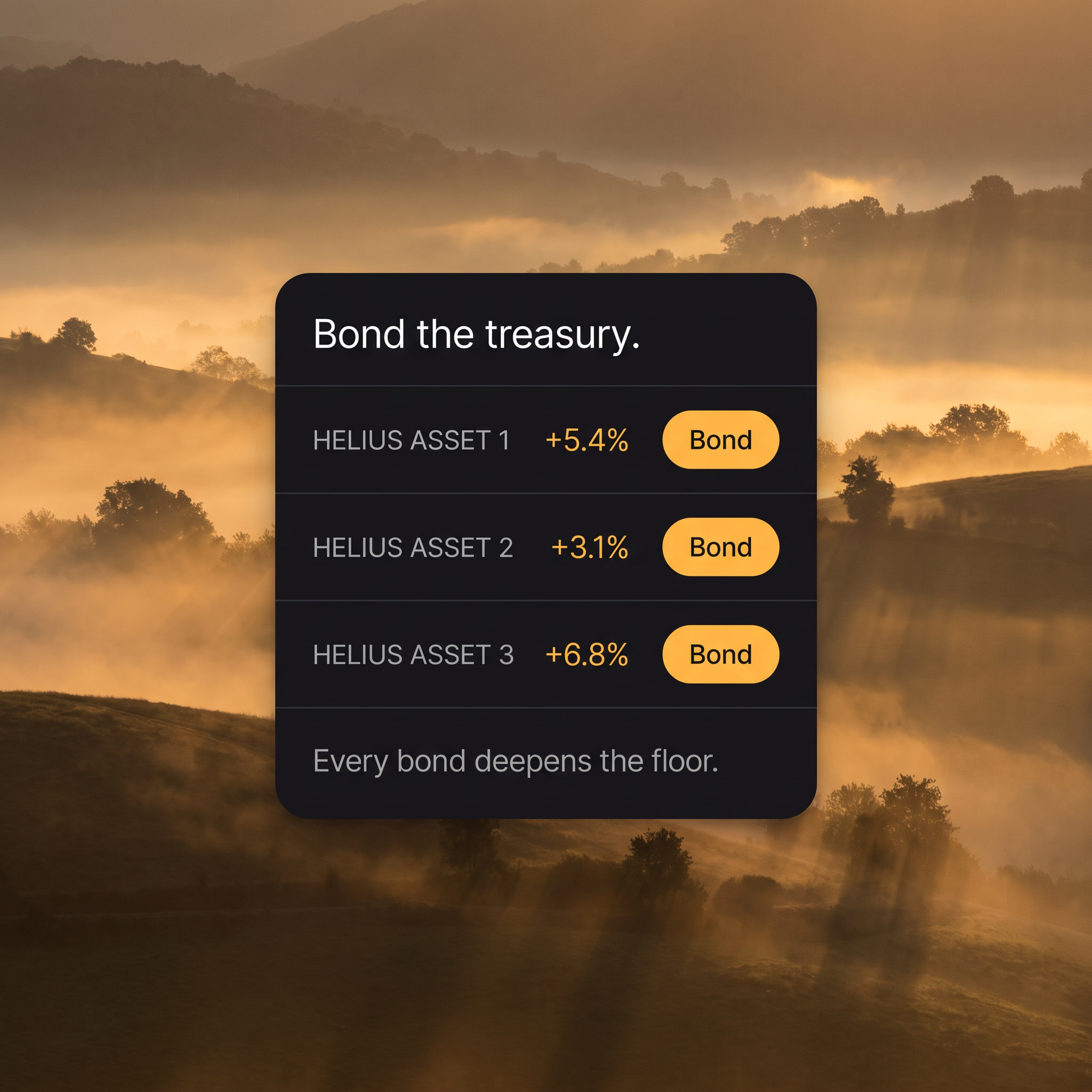 Bond the treasury panel over the gold hills